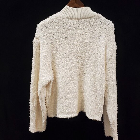 Zara Womens Oversized Chunky Teddy Sweater Size M Ecru Cropped Mock Neck NWT - Picture 2 of 11